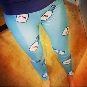 soft stretchy Milk Bottles Leggings light blue